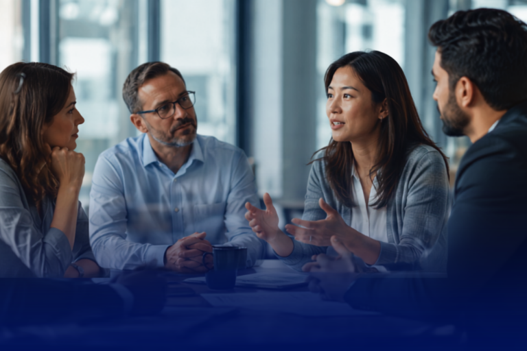 Leader listening thoughtfully during a team conversation